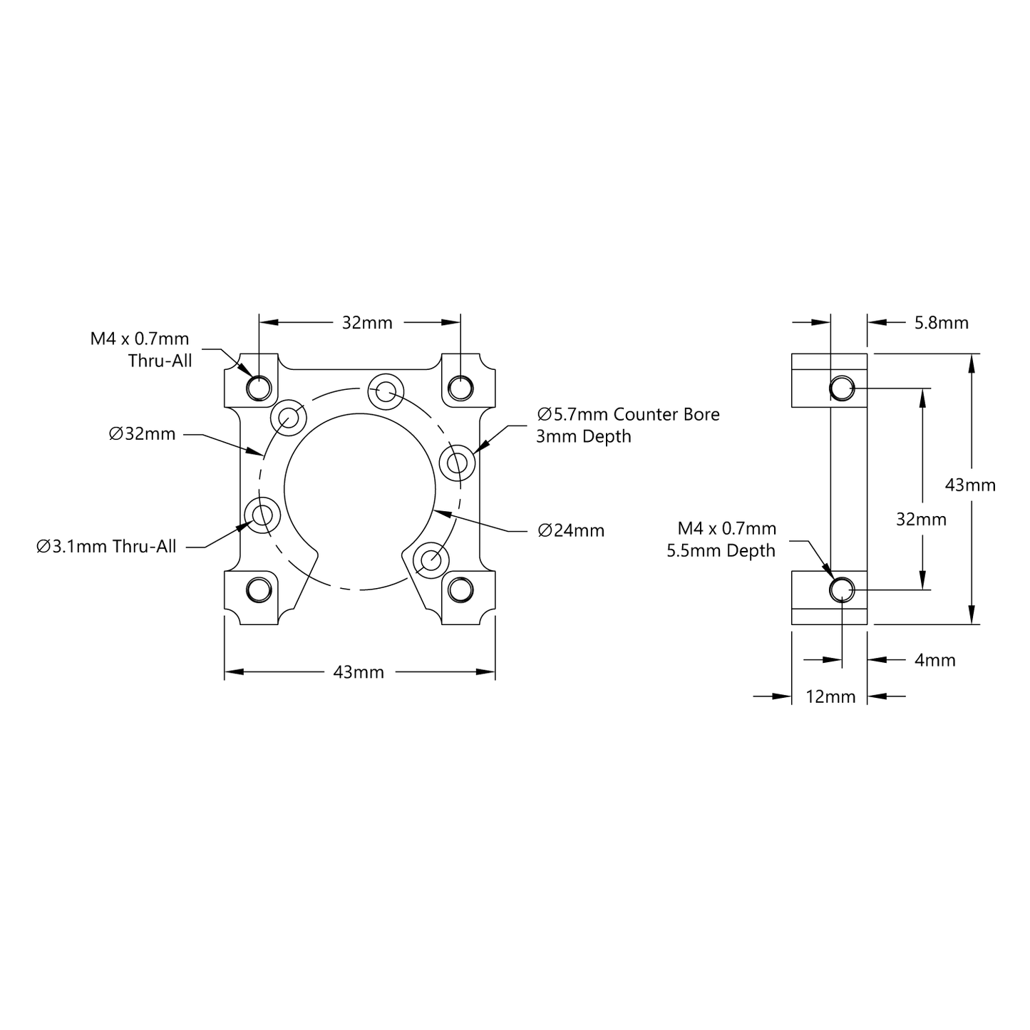 1702 Series Quad Block Motor Mount (43-3)