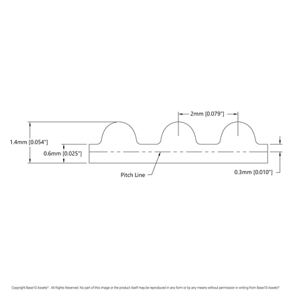 2mm Pitch GT2 Timing Belt (6mm Width, 136mm Pitch Length, 68 Tooth)