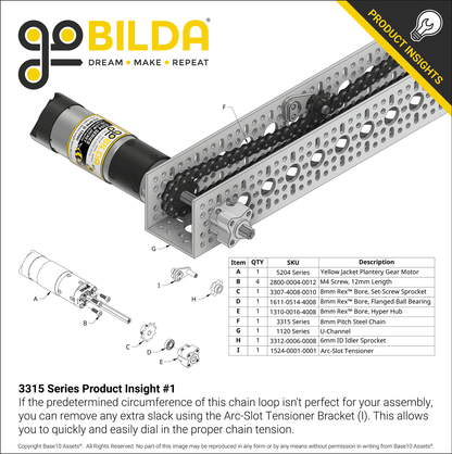 8mm Pitch Steel Chain Loop (46 Links, 368mm Pitch Length)