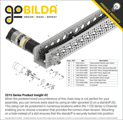 8mm Pitch Steel Chain Loop (46 Links, 368mm Pitch Length)