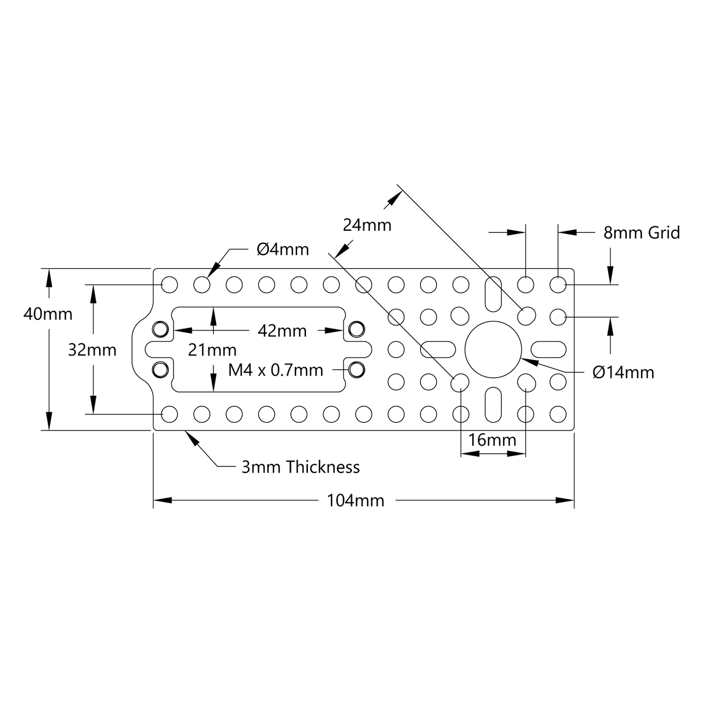 1800 Series Servo Pattern Plate (For Standard Size Servos)