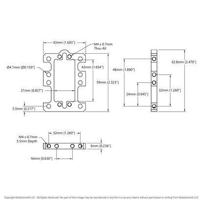 1802  Series Servo Frame (43mm Width, for Standard Size Servos)