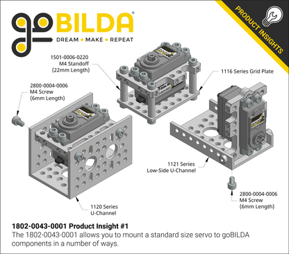 1802  Series Servo Frame (43mm Width, for Standard Size Servos)