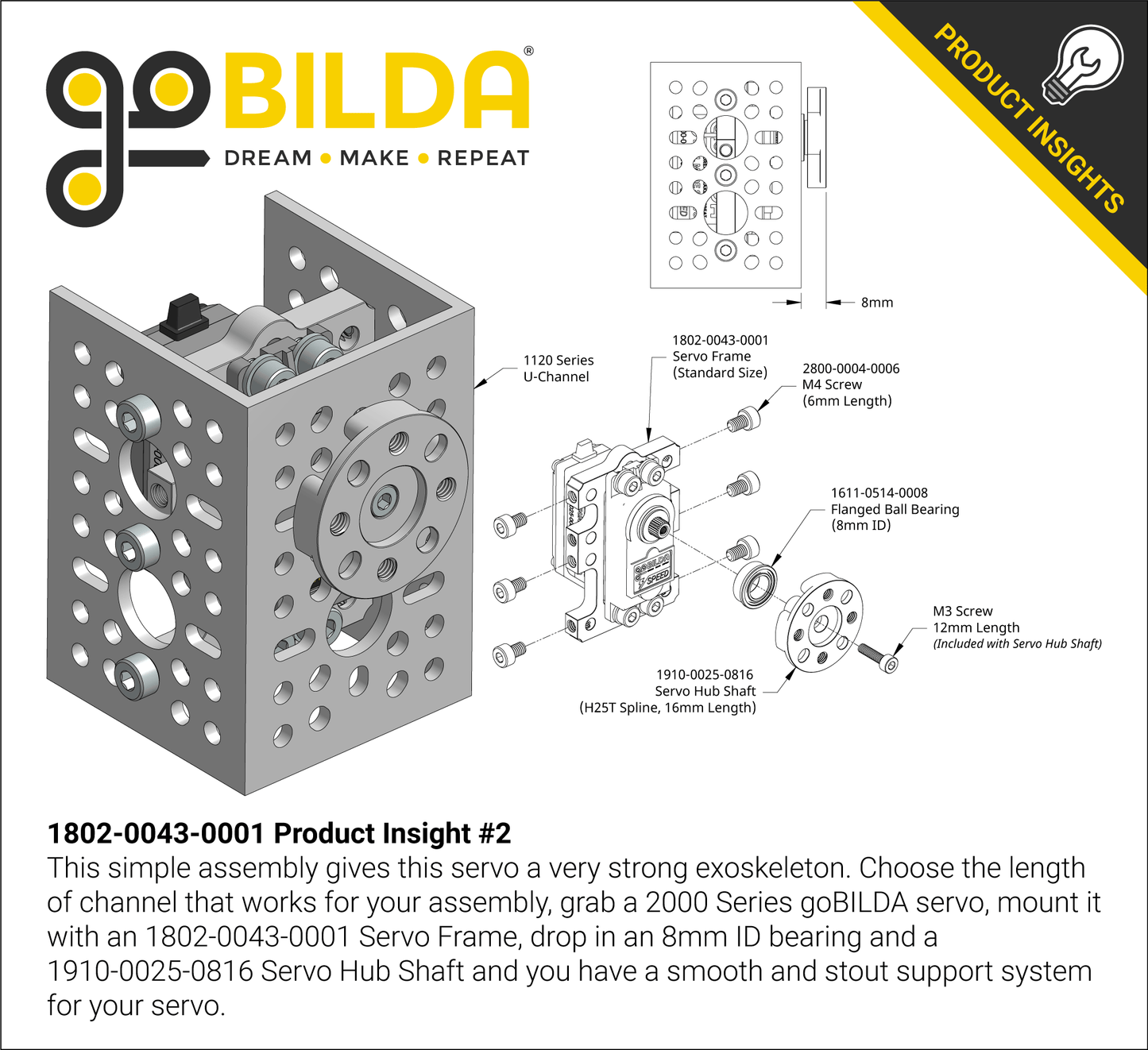 1802  Series Servo Frame (43mm Width, for Standard Size Servos)