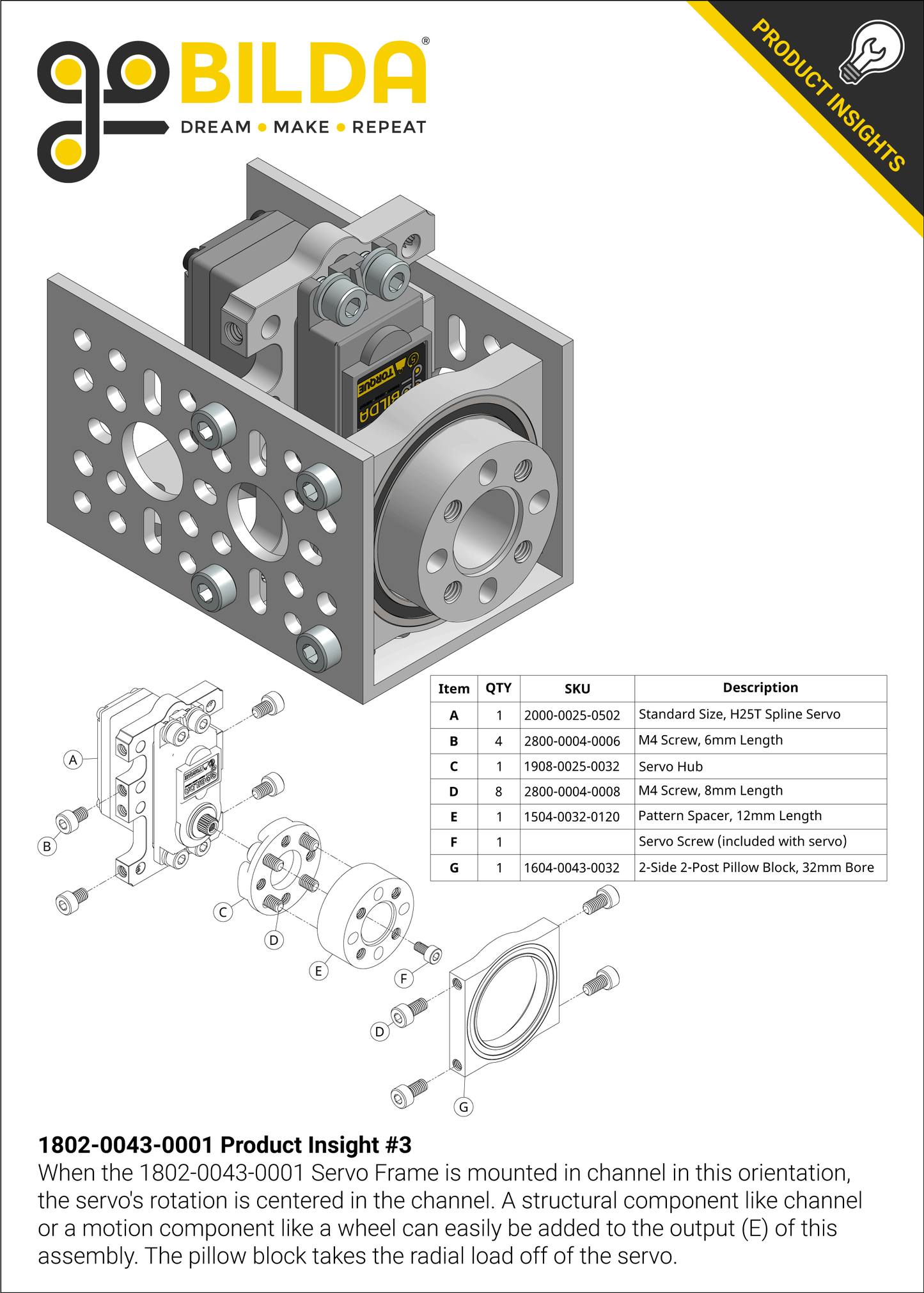 1802  Series Servo Frame (43mm Width, for Standard Size Servos)