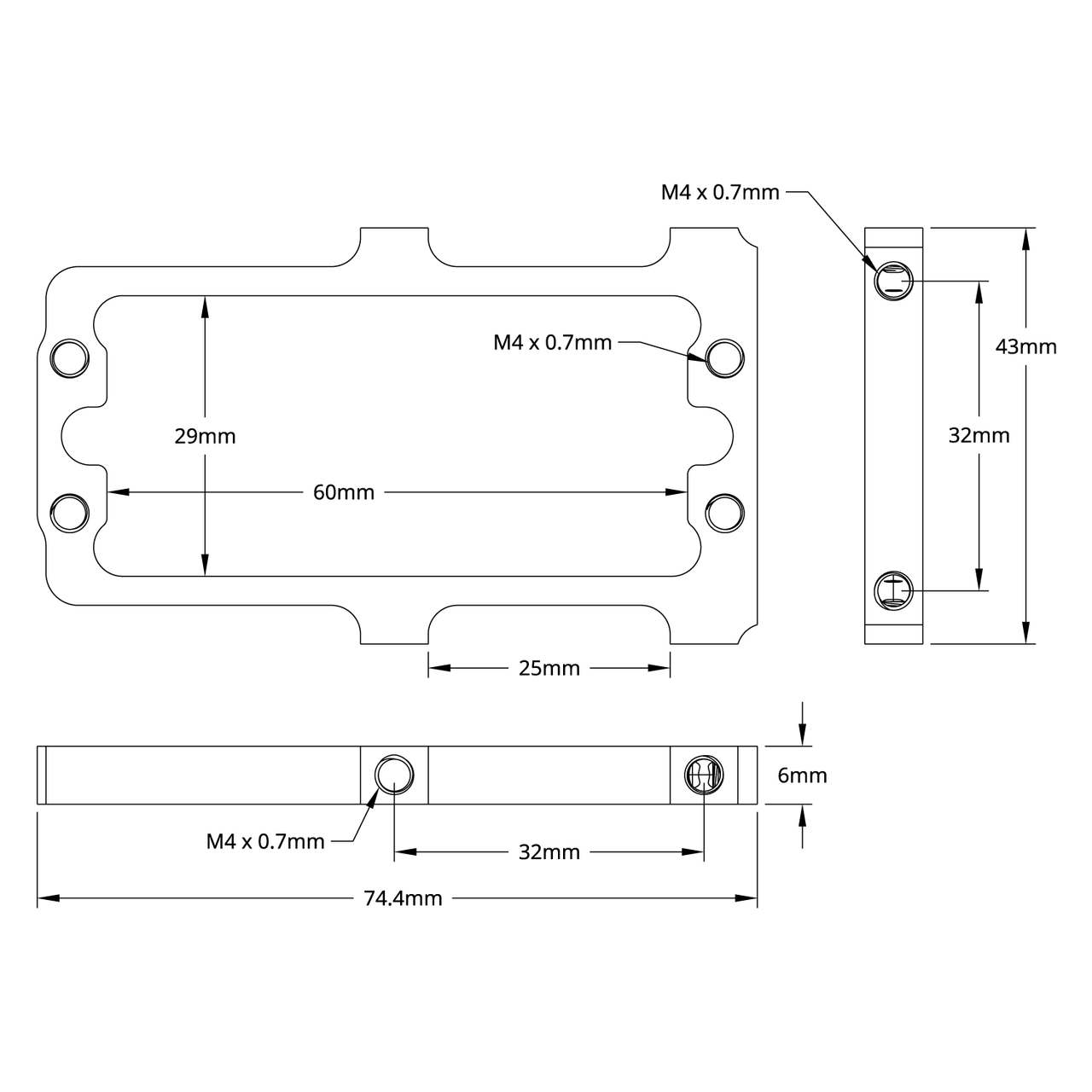 1802 Series Servo Frame (43mm Width, for Large Size Servos)