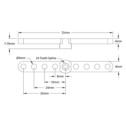 1902 Series Dual Servo Arm (24 Tooth Spline, 64mm Length)