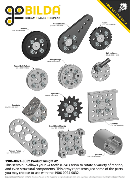 1906 Series Low-Profile Servo Hub (24 Tooth Spline, 32mm Diameter)