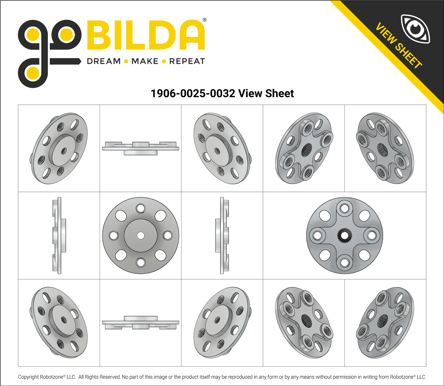 1906 Series Low-Profile Servo Hub (25 Tooth Spline, 32mm Diameter)