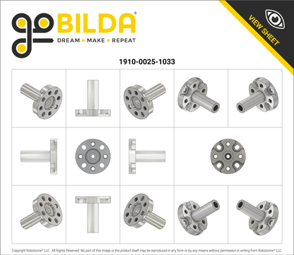 1910 Series Servo Hub Shaft (25 Tooth Spline, 10mm Shaft Diameter, 33mm Length)