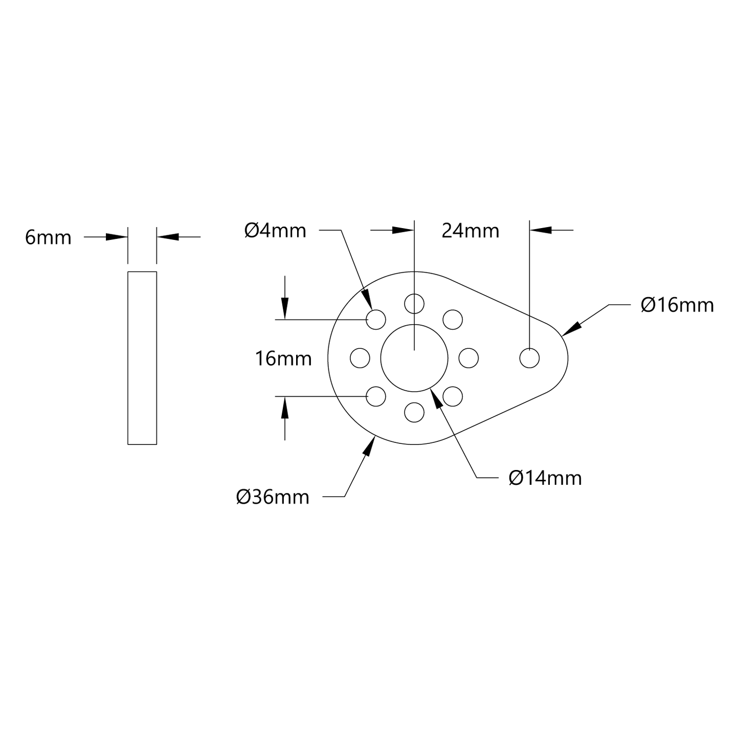 Plastic Hub-Mount Control Arm (24mm Length)