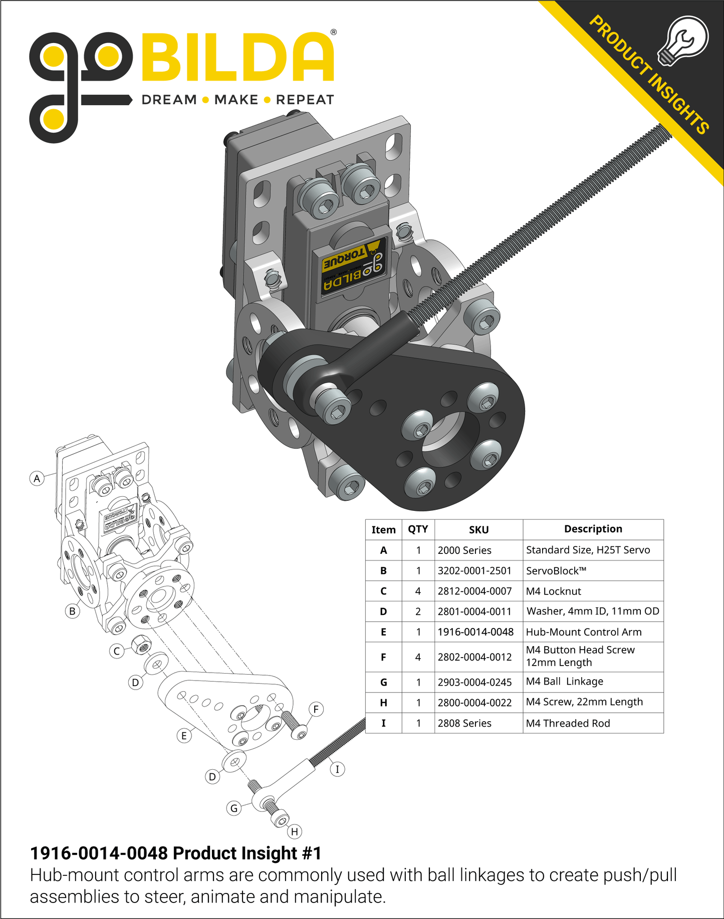 Plastic Hub-Mount Control Arm (48mm Length)