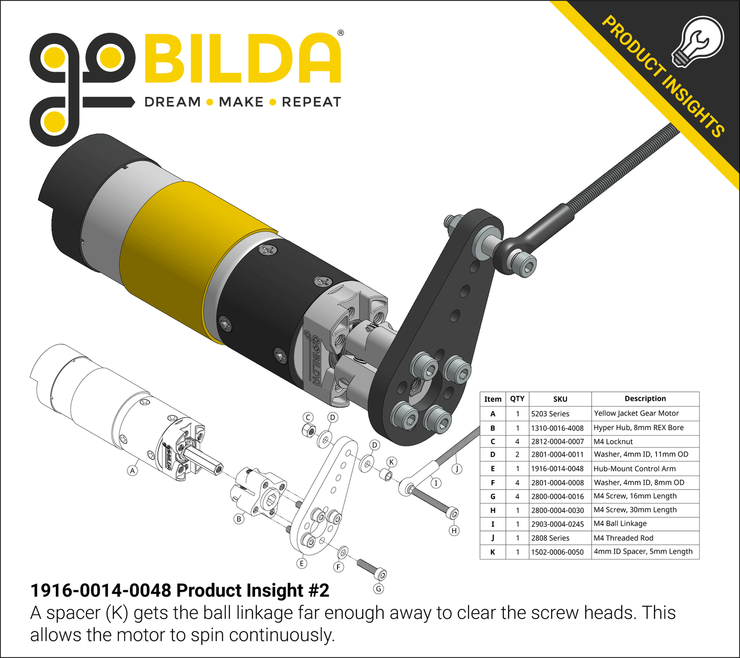 Plastic Hub-Mount Control Arm (48mm Length)