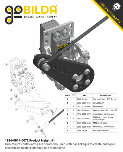 Plastic Hub-Mount Control Arm (72mm Length)