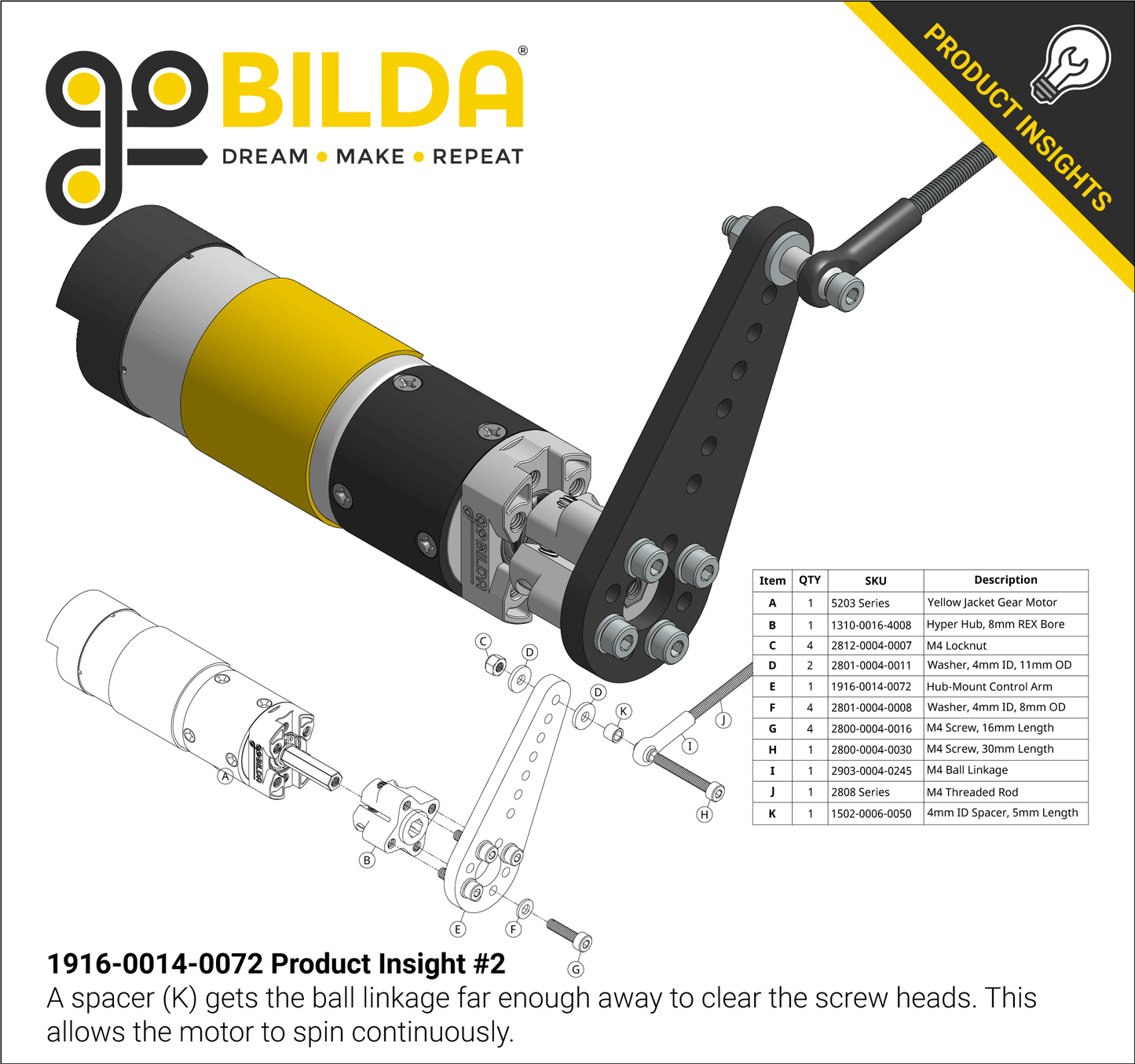 Plastic Hub-Mount Control Arm (72mm Length)