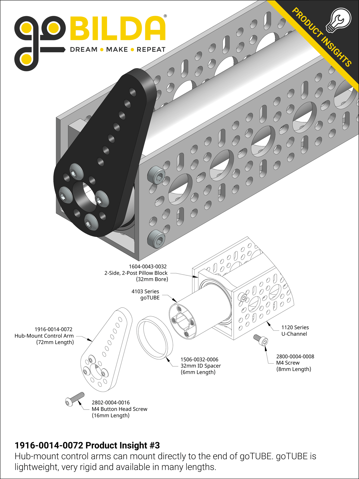 Plastic Hub-Mount Control Arm (72mm Length)