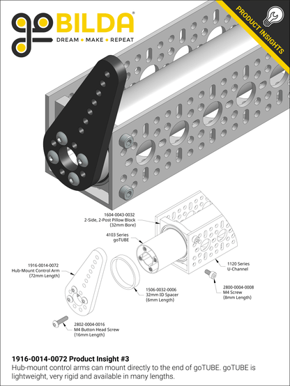 Plastic Hub-Mount Control Arm (72mm Length)