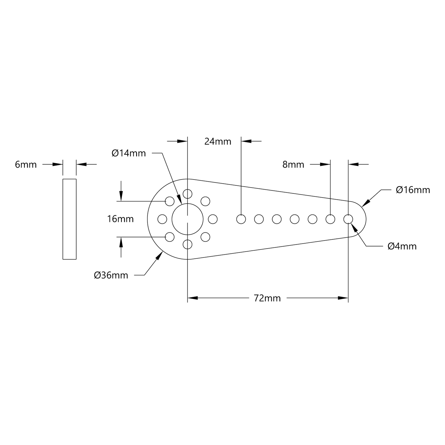 Plastic Hub-Mount Control Arm (72mm Length)