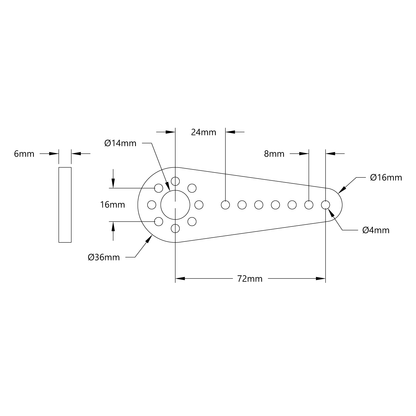 Plastic Hub-Mount Control Arm (72mm Length)