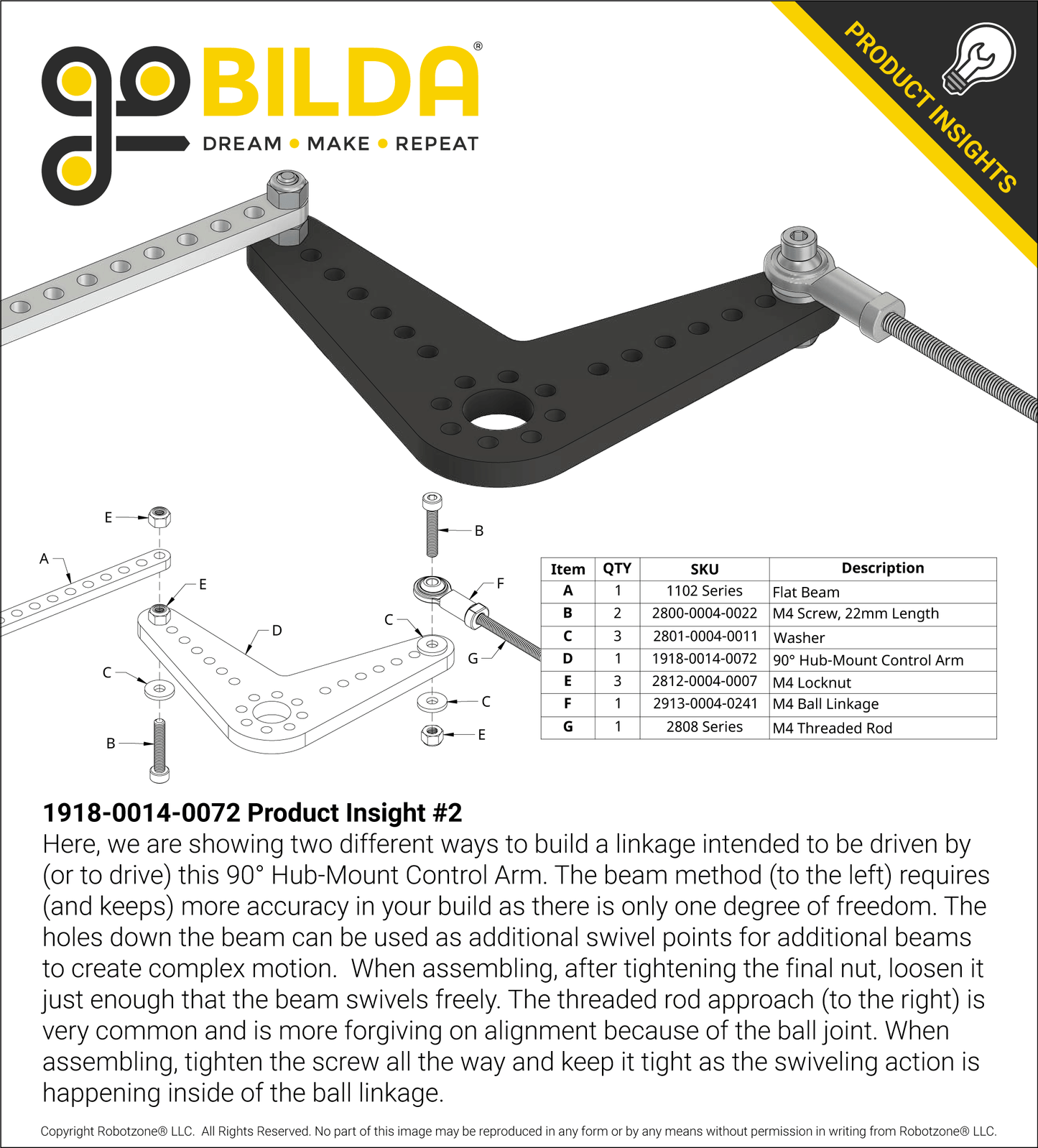 Plastic 90 Degree Hub-Mount Control Arm (72mm Length)