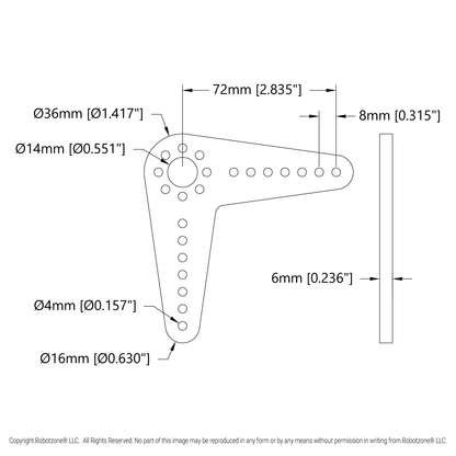 Plastic 90 Degree Hub-Mount Control Arm (72mm Length)