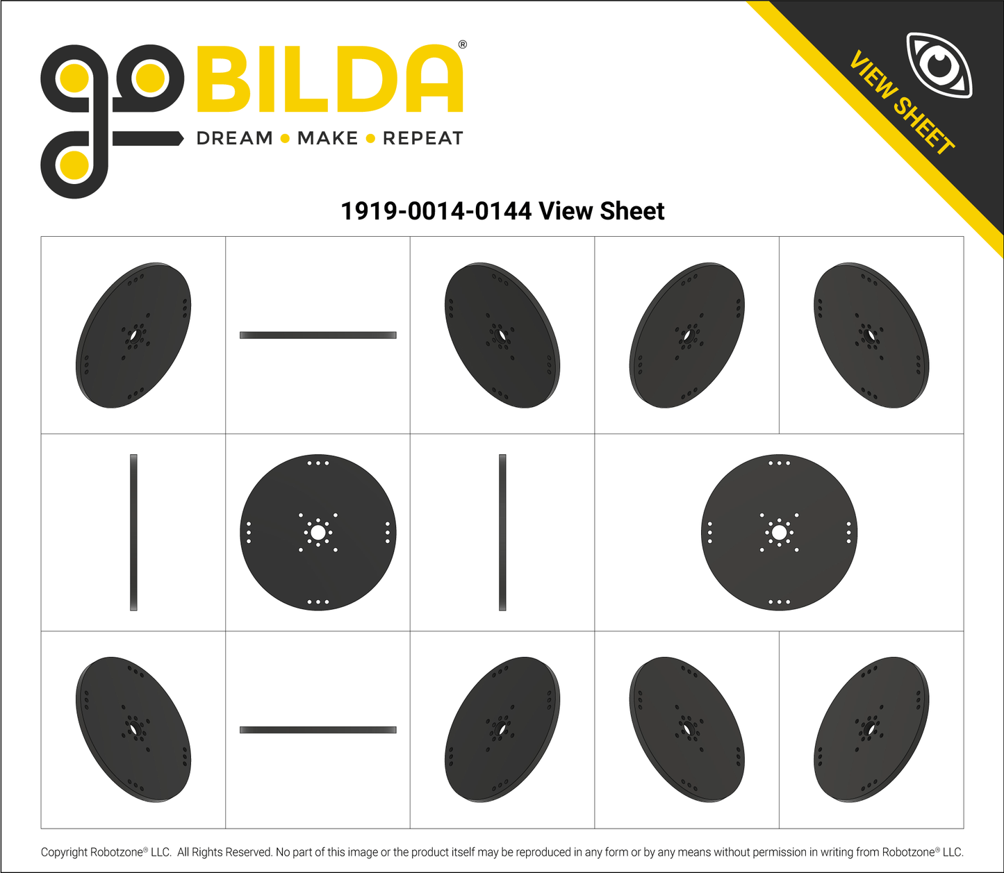 Plastic Hub-Mount Disc (14mm Bore, 144mm Diameter)