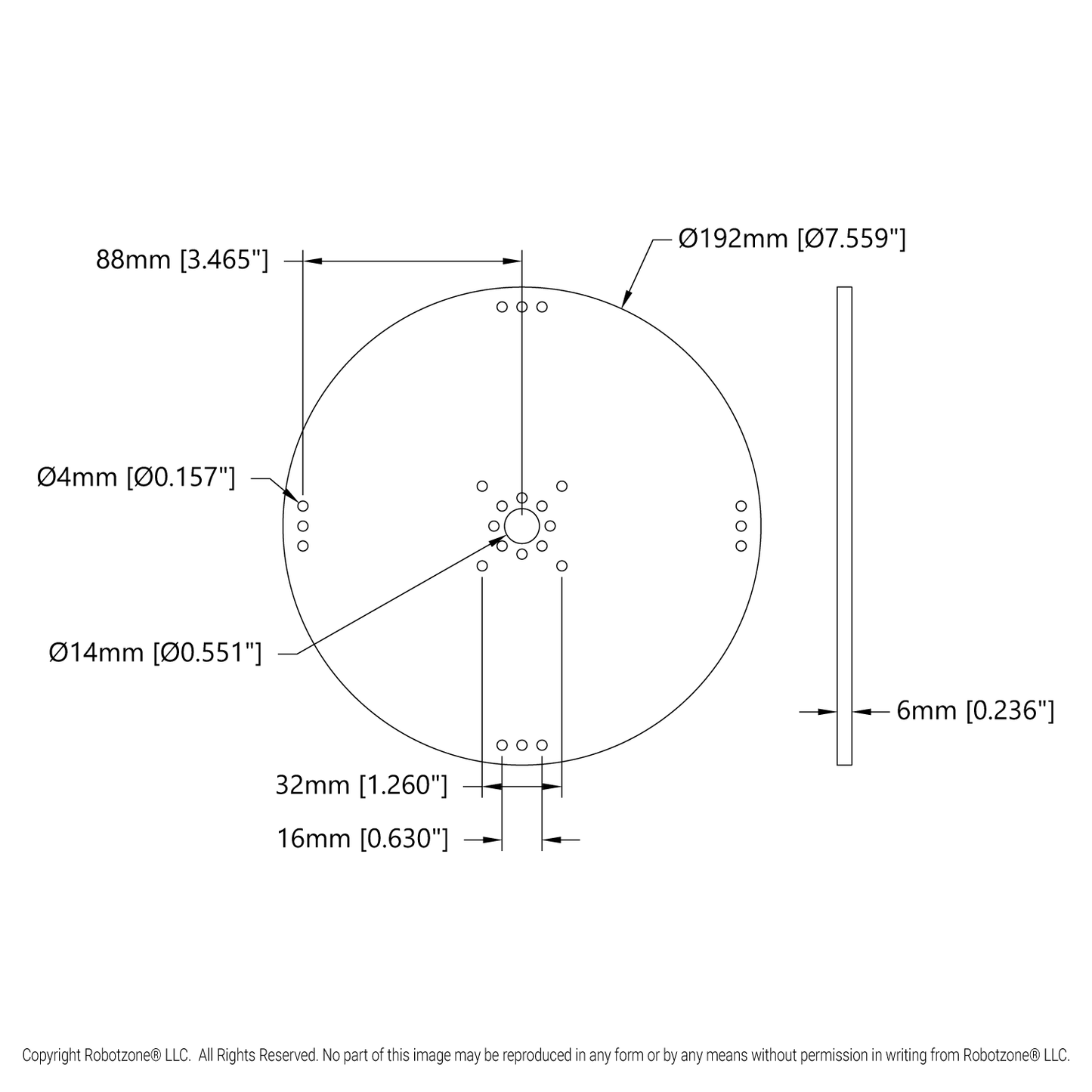 Plastic Hub-Mount Disc (14mm Bore, 192mm Diameter)