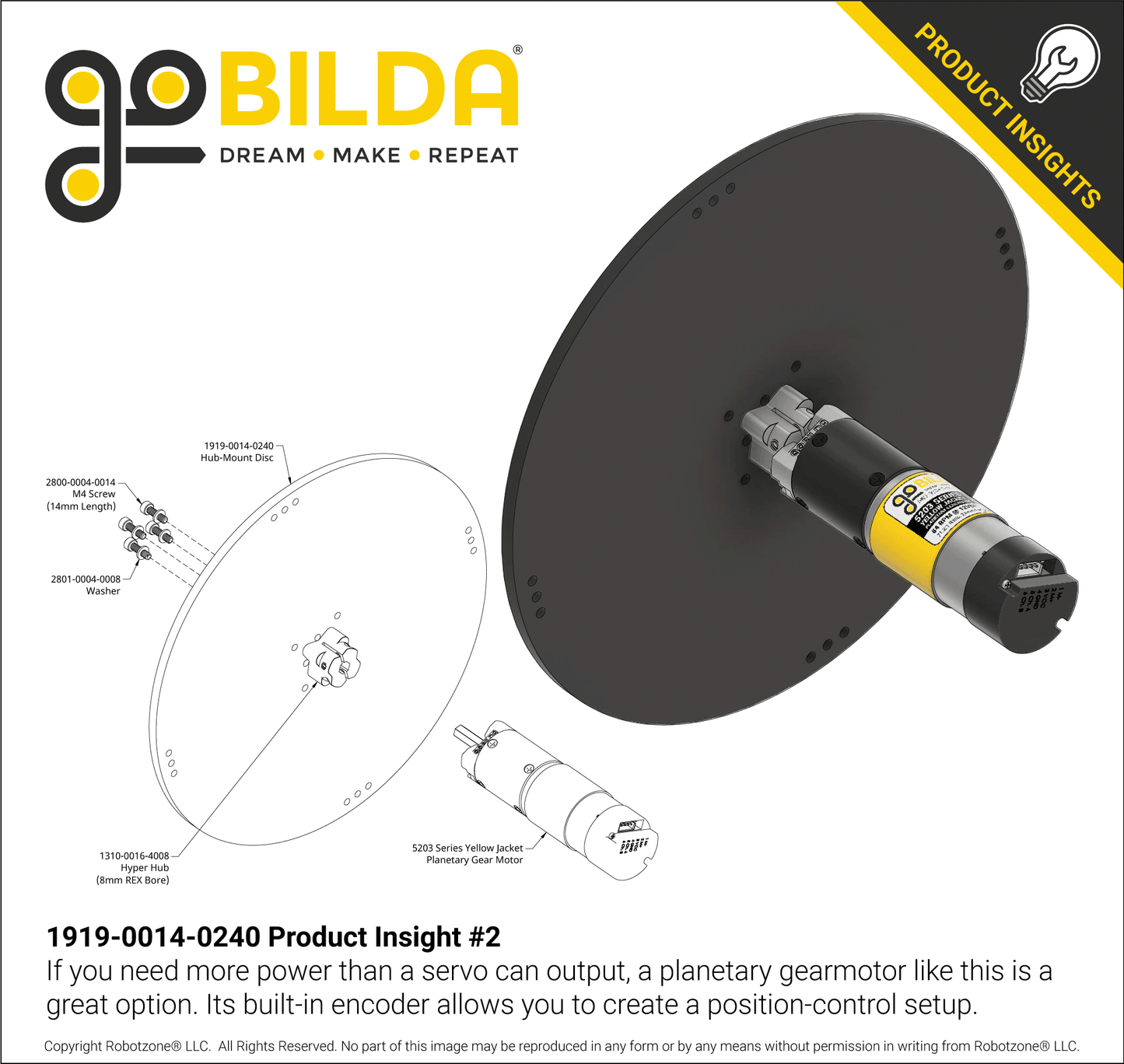 Plastic Hub-Mount Disc (14mm Bore, 240mm Diameter)