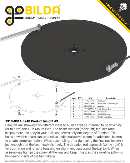 Plastic Hub-Mount Disc (14mm Bore, 240mm Diameter)