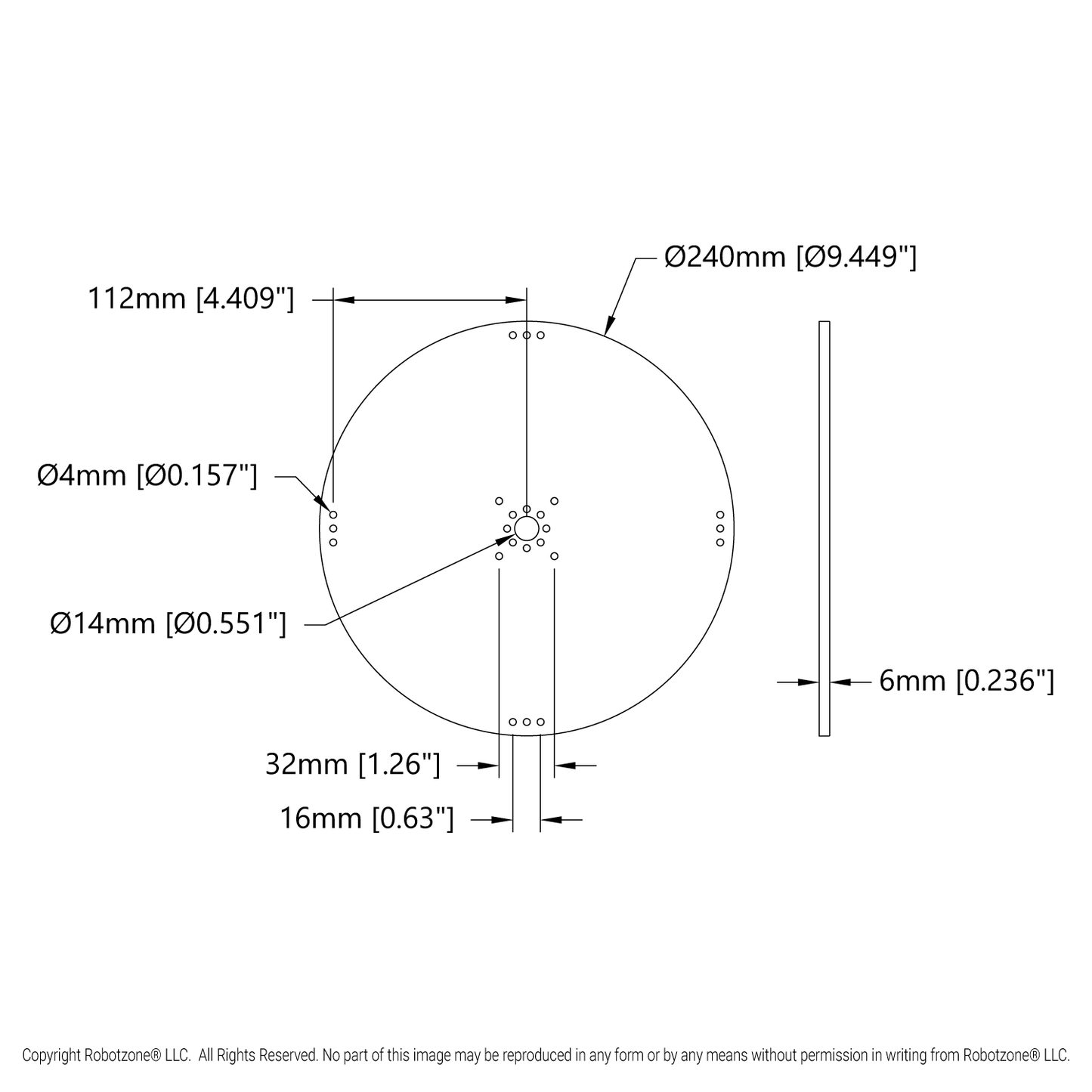 Plastic Hub-Mount Disc (14mm Bore, 240mm Diameter)