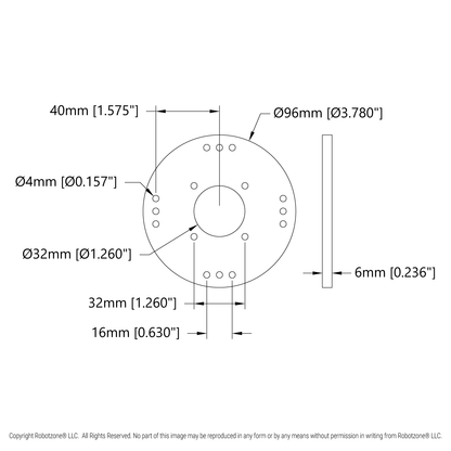 Plastic Hub-Mount Disc (32mm Bore, 96mm Diameter)