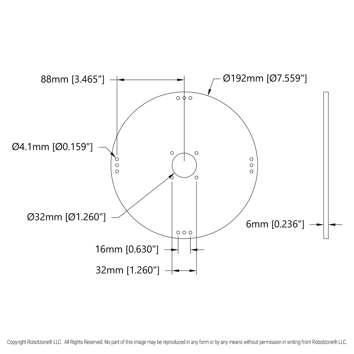 Plastic Hub-Mount Disc (32mm Bore, 192mm Diameter)