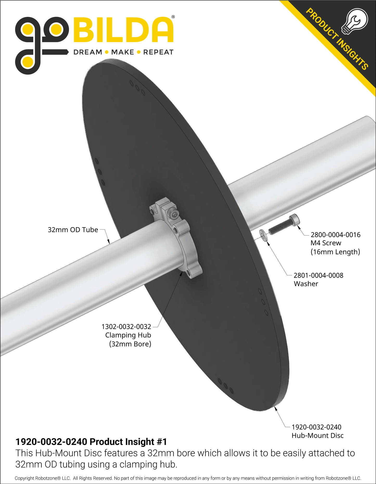 Plastic Hub-Mount Disc (32mm Bore, 240mm Diameter)