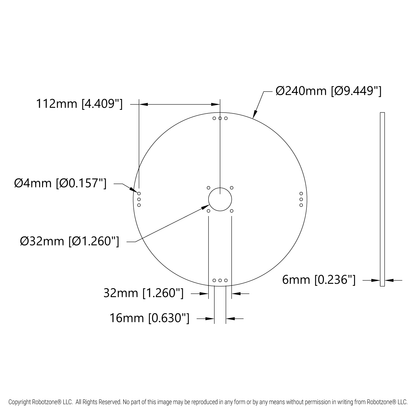 Plastic Hub-Mount Disc (32mm Bore, 240mm Diameter)