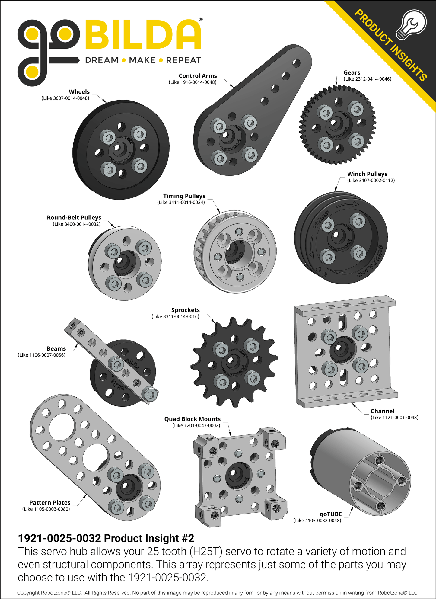 Plastic Servo Hub (H25T Spline, 32mm Diameter)