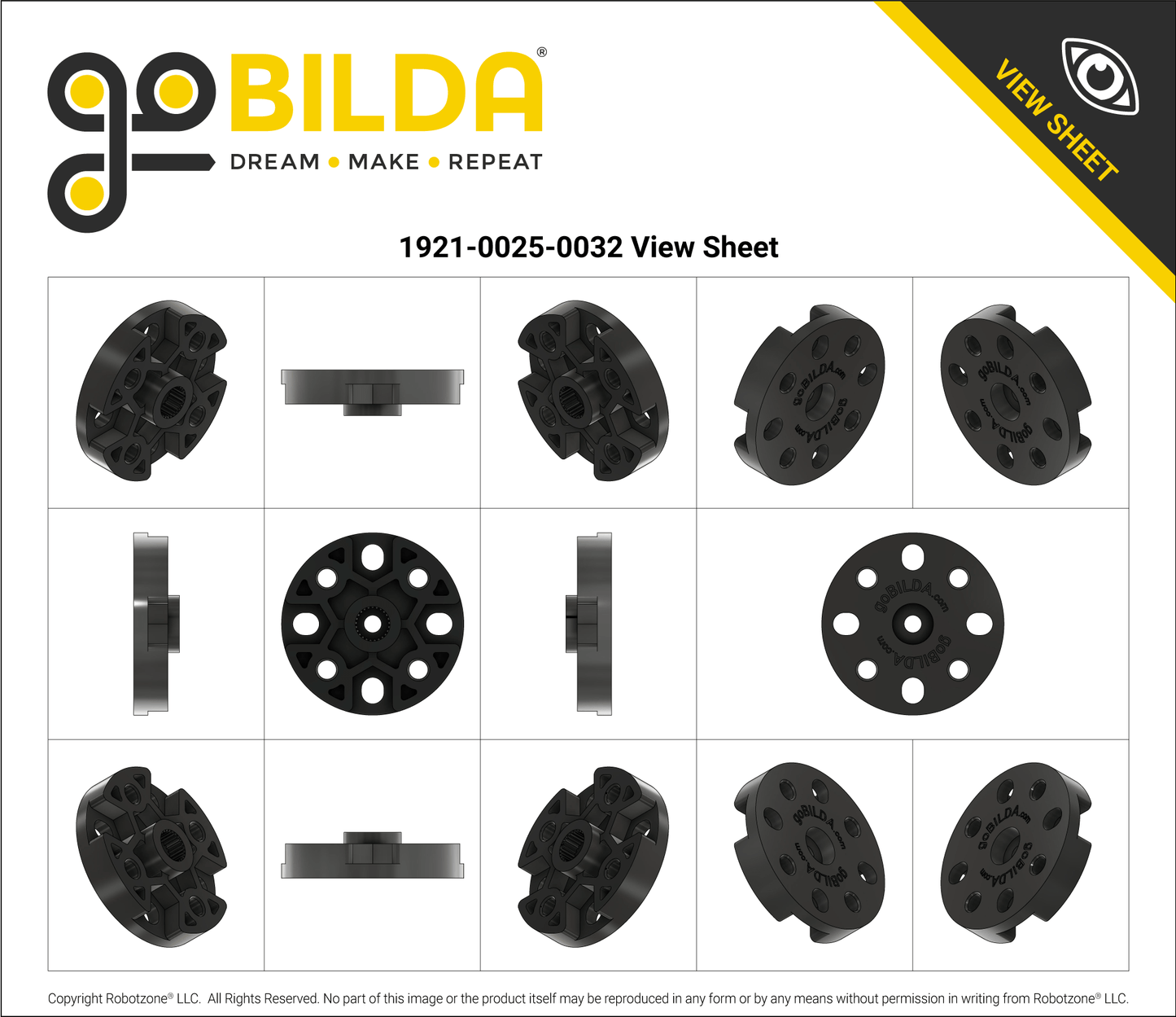 Plastic Servo Hub (H25T Spline, 32mm Diameter)