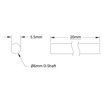 6mm D-Shaft (Stainless Steel, 20mm Length)