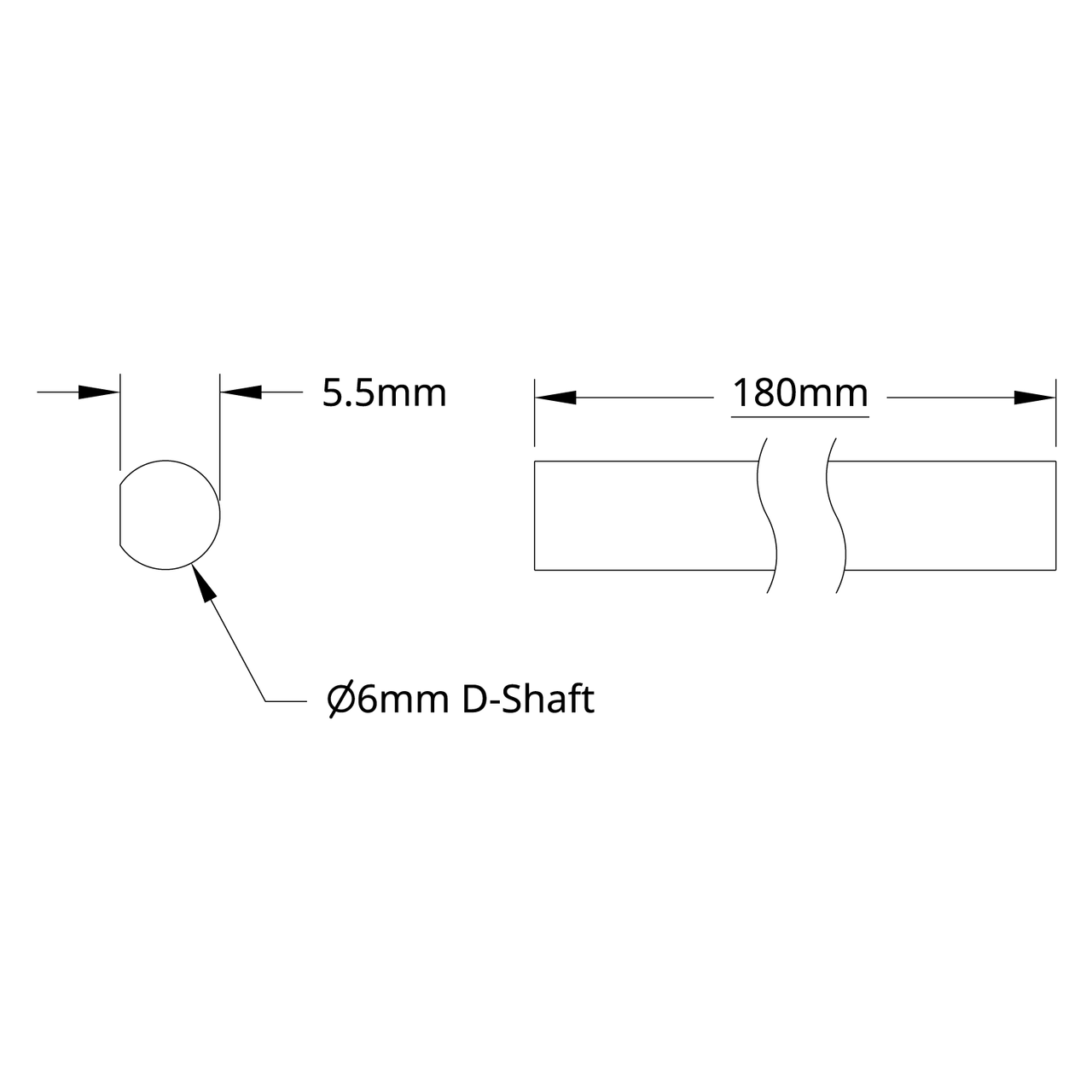 6mm D-Shaft (Stainless Steel, 180mm Length)