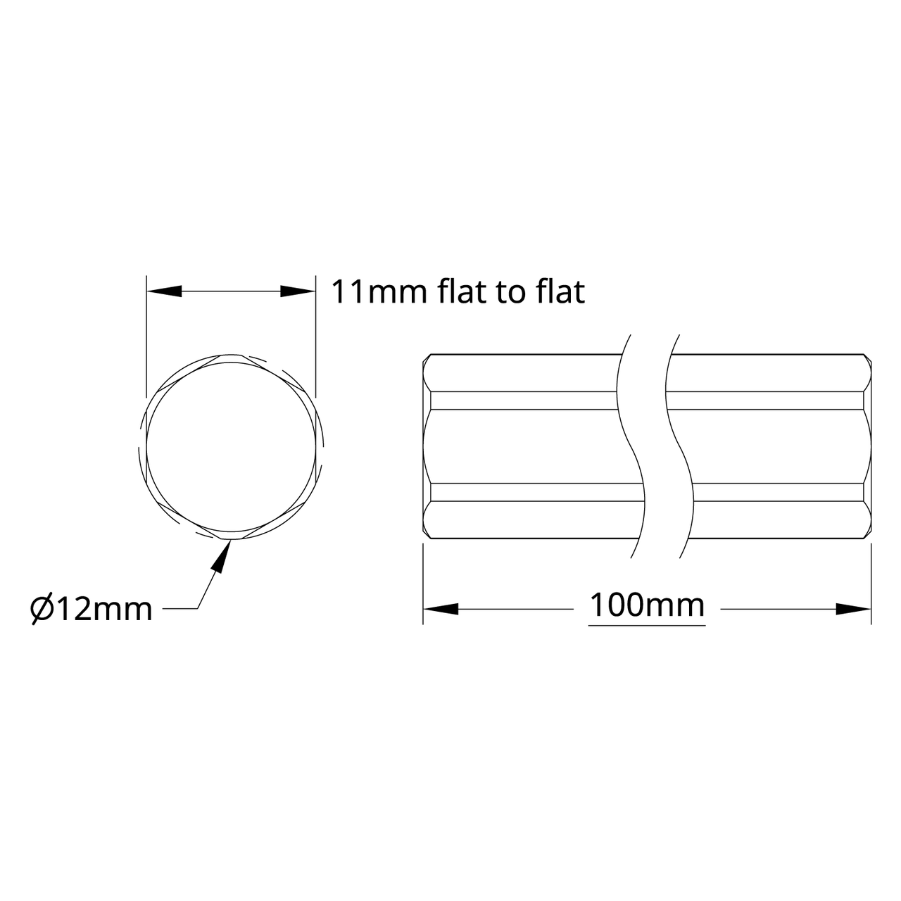 12mm REX™ Shaft (Stainless Steel, 100mm Length)