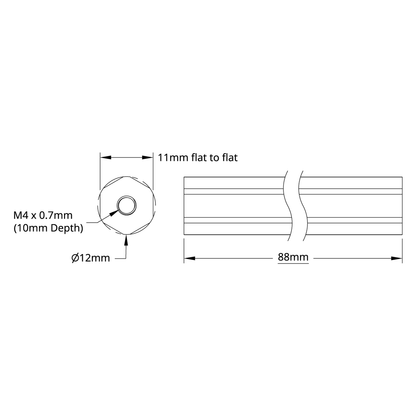 12mm REX™ Shaft (Aluminum, 88mm Length)