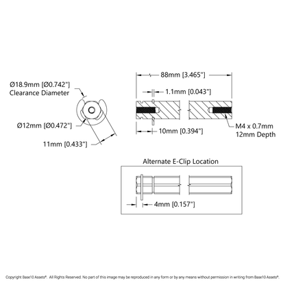 2109 Series Stainless Steel REX™ Shaft (12mm Diameter, 88mm Length)