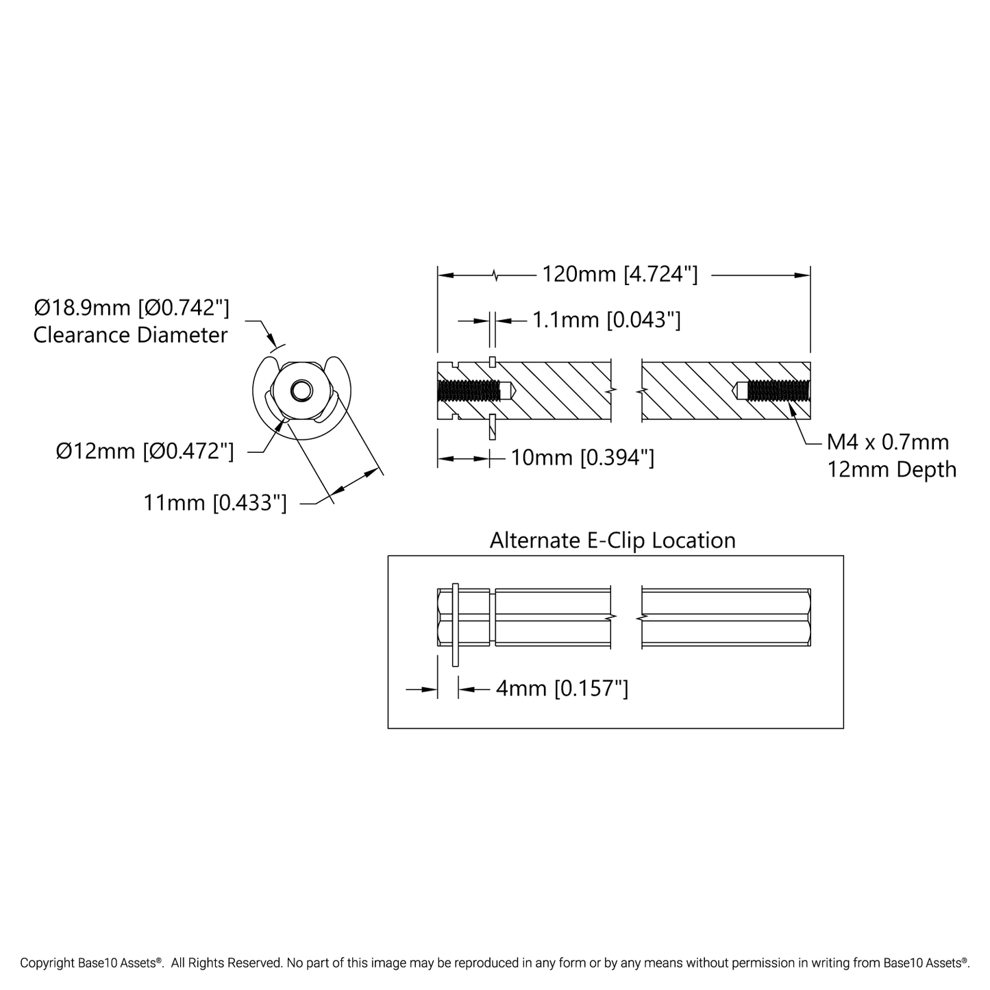 2109 Series Stainless Steel REX™ Shaft (12mm Diameter, 120mm Length)