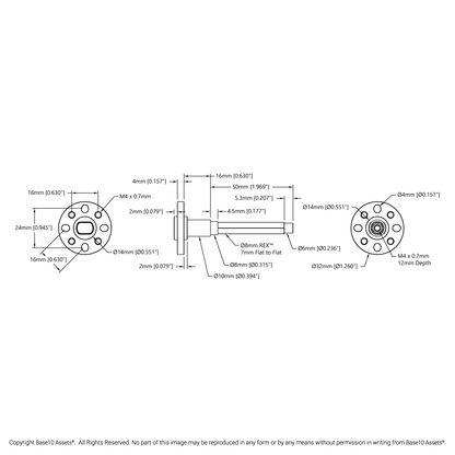 Shouldered 8mm REX™ Hub-Shaft (20mm Hub Offset)