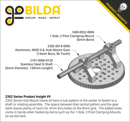 2302 Series Aluminum, MOD 0.8, Hub Mount Gear (32mm Bore, 80 Tooth)