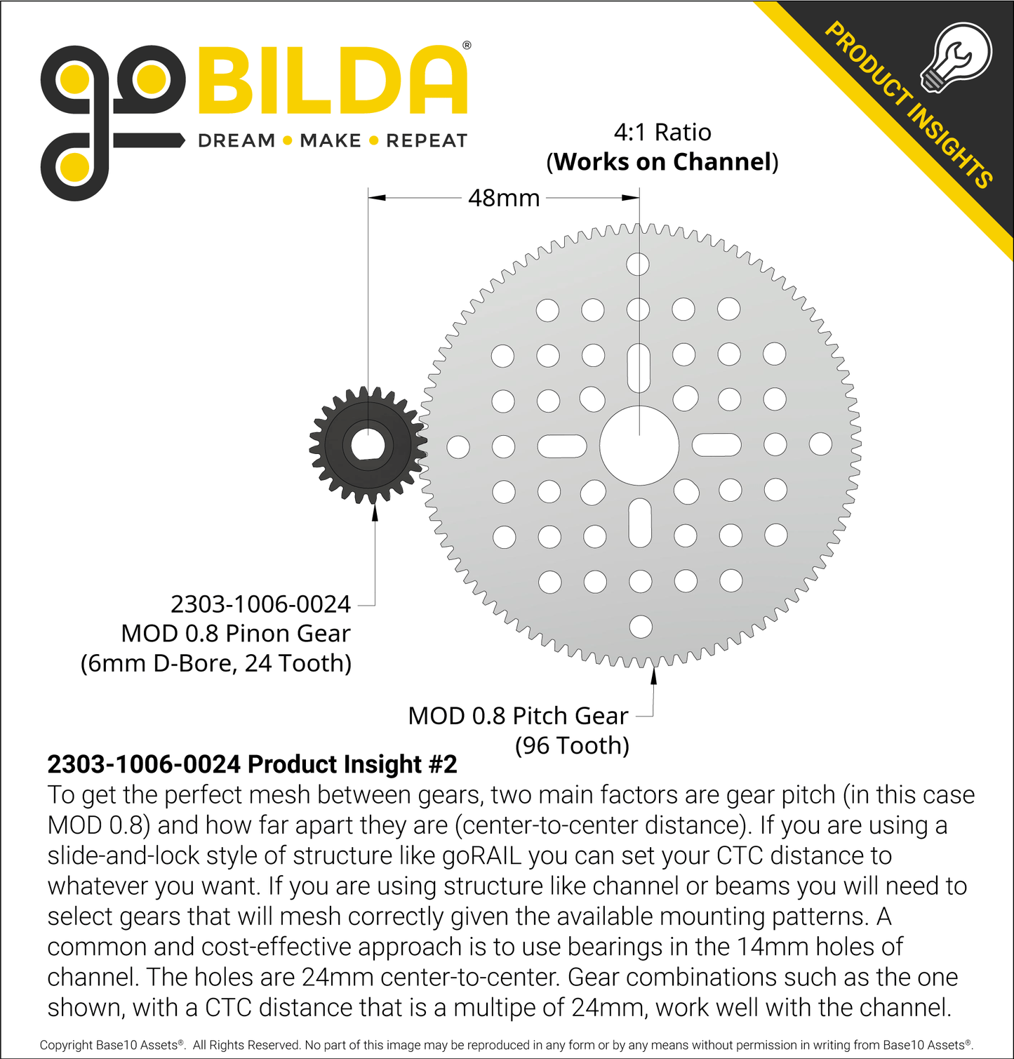 2303 Series Steel, MOD 0.8 Pinion Gear (6mm D-Bore, 24 Tooth)