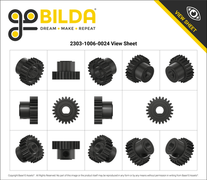 2303 Series Steel, MOD 0.8 Pinion Gear (6mm D-Bore, 24 Tooth)