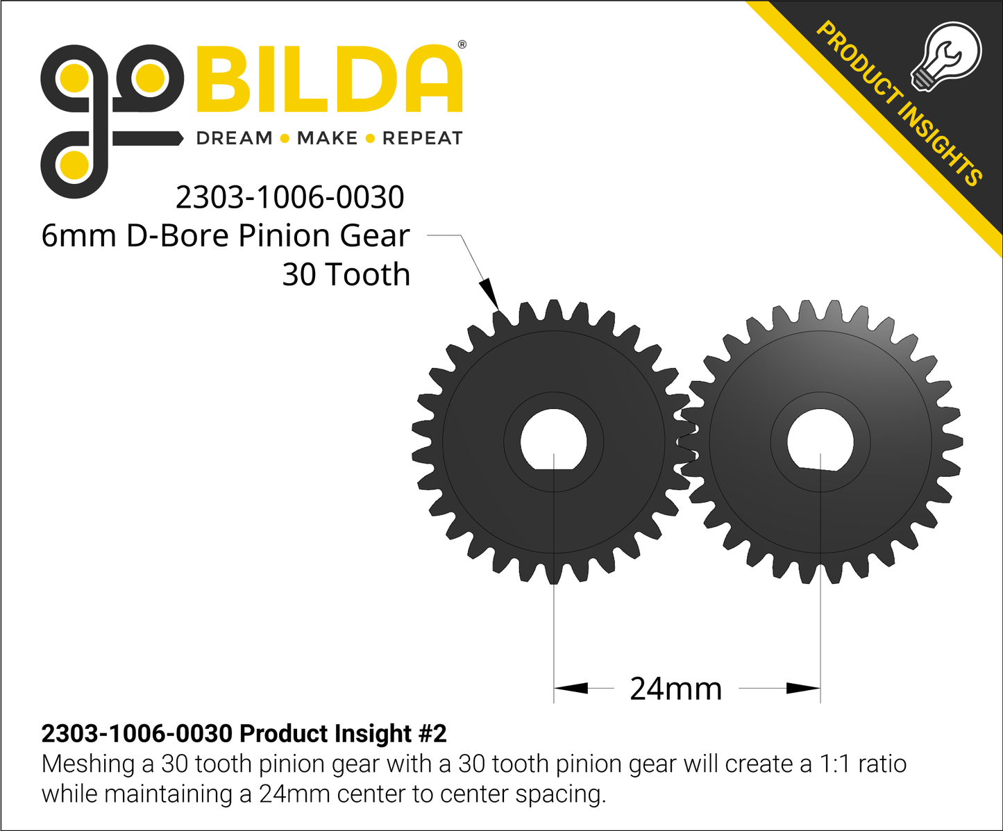 2303 Series Steel, MOD 0.8 Pinion Gear (6mm D-Bore, 30 Tooth)