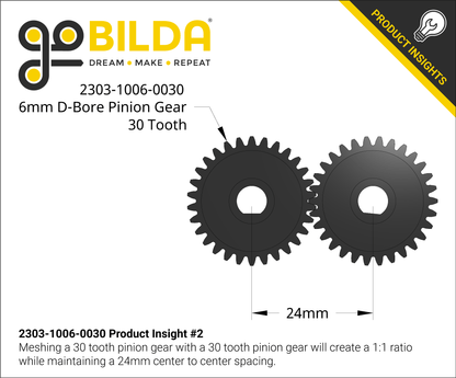 2303 Series Steel, MOD 0.8 Pinion Gear (6mm D-Bore, 30 Tooth)