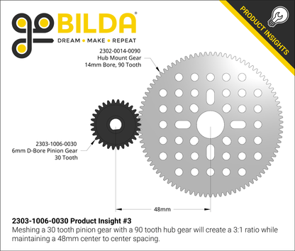 2303 Series Steel, MOD 0.8 Pinion Gear (6mm D-Bore, 30 Tooth)