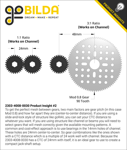 2303 Series Steel, MOD 0.8 Pinion Gear (8mm REX™ Bore, 30 Tooth)